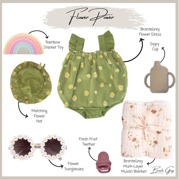 BronteGrey Baby Blanket + Matching Daisy Outfit Bundle (7-Piece Set) - Picture 1 of 3